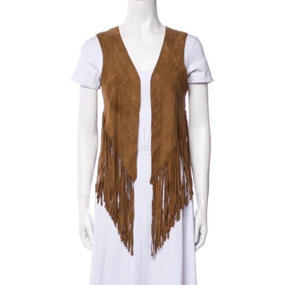 WALTER BAKER Western Fringe Genuine 100% leather Vest S